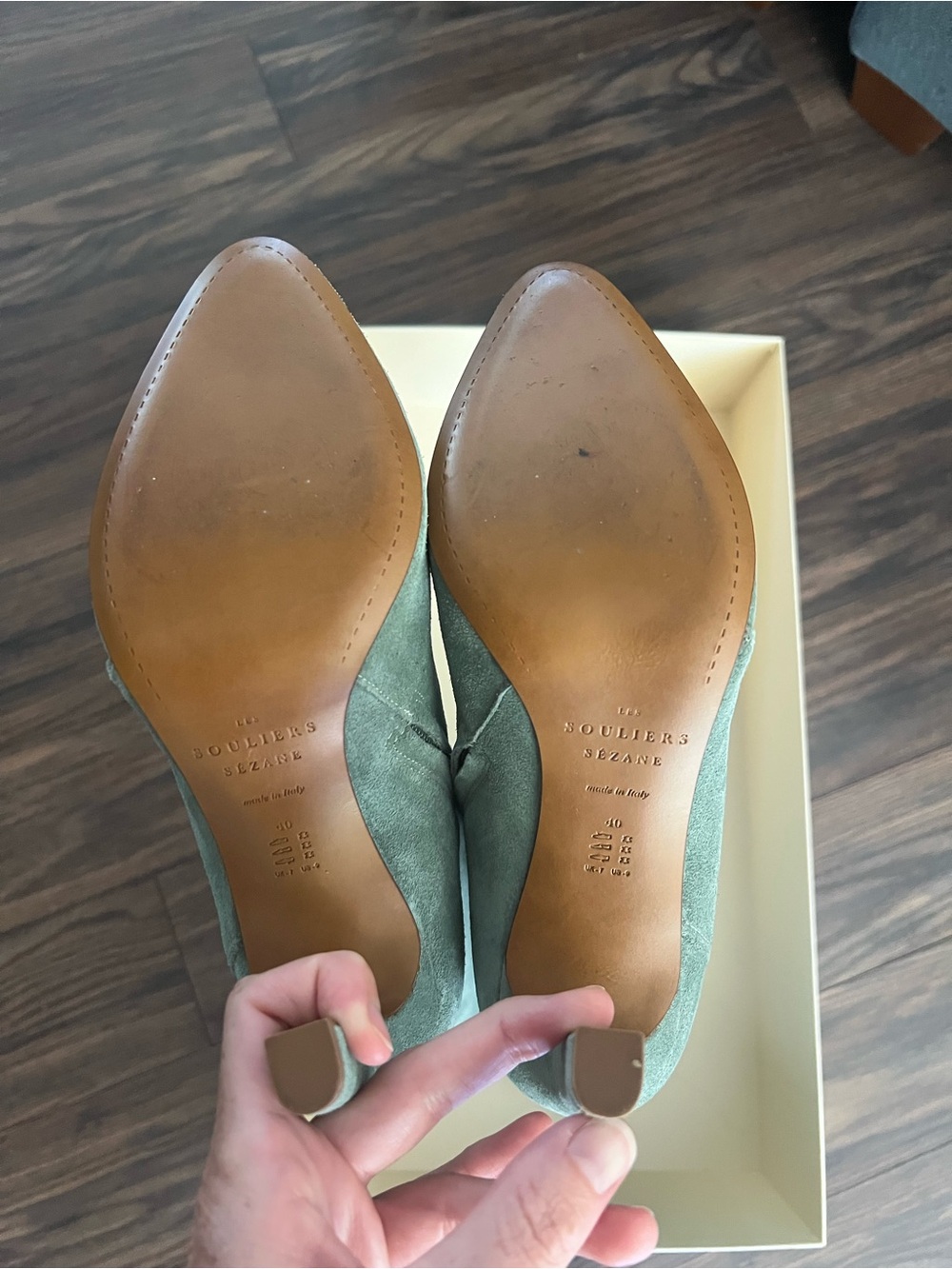 NWB Sezane Louisa Suede Boots in Vert D’eau (Size 8/8.5) - Picture 7 of 8